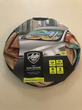 Auto Drive Twist Sun Shade Universal Car Beach Fit 2 Pc Brand New 31.5X28.5